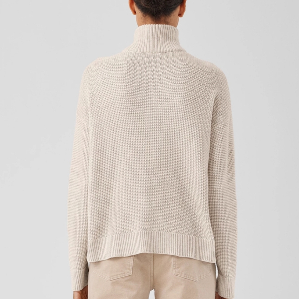 Eileen Fisher Peruvian Organic Cotton High Collar Cardigan - Picture 2 of 8